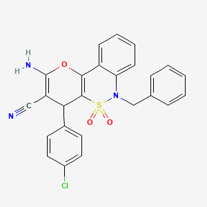 molecular formula C25H18ClN3O3S B2809597 2-氨基-6-苄基-4-(4-氯苯基)-4,6-二氢吡喃并[3,2-c][2,1]苯并噻嗪-3-碳腈 5,5-二氧化物 CAS No. 893317-67-4