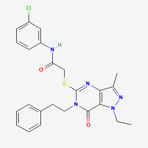 molecular formula C24H24ClN5O2S B2809619 N-(3-chlorophenyl)-2-((1-ethyl-3-methyl-7-oxo-6-phenethyl-6,7-dihydro-1H-pyrazolo[4,3-d]pyrimidin-5-yl)thio)acetamide CAS No. 1358286-49-3