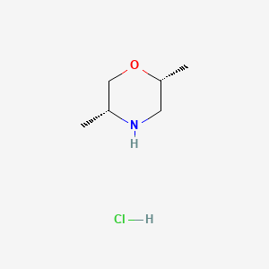 molecular formula C6H14ClNO B2809620 (2R,5R)-2,5-Dimethylmorpholine hydrochloride CAS No. 1130061-44-7; 1639886-52-4
