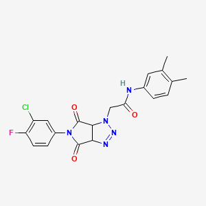 molecular formula C20H17ClFN5O3 B2809623 2-[5-(3-氯-4-氟苯基)-4,6-二氧代-4,5,6,6a-四氢吡咯并[3,4-d][1,2,3]噻唑-1(3aH)-基]-N-(3,4-二甲基苯基)乙酰胺 CAS No. 1052566-65-0