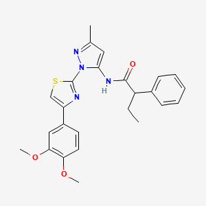 molecular formula C25H26N4O3S B2809627 N-(1-(4-(3,4-dimethoxyphenyl)thiazol-2-yl)-3-methyl-1H-pyrazol-5-yl)-2-phenylbutanamide CAS No. 1019096-52-6