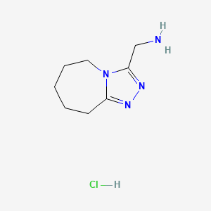 molecular formula C8H15ClN4 B2809629 (6,7,8,9-四氢-5H-[1,2,4]噻唑并[4,3-a]氮杂环庚-3-基甲基)胺 盐酸盐 CAS No. 1258650-58-6