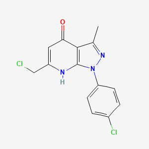molecular formula C14H11Cl2N3O B2809638 6-(chloromethyl)-1-(4-chlorophenyl)-3-methyl-2H-pyrazolo[3,4-b]pyridin-4-one CAS No. 854036-08-1