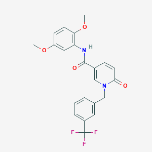 molecular formula C22H19F3N2O4 B2809640 N-(2,5-dimethoxyphenyl)-6-oxo-1-(3-(trifluoromethyl)benzyl)-1,6-dihydropyridine-3-carboxamide CAS No. 1005305-88-3