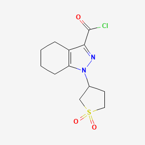 molecular formula C12H15ClN2O3S B2809645 1-(1,1-dioxo-1$l^{6}-thiolan-3-yl)-4,5,6,7-tetrahydro-1H-indazole-3-carbonyl chloride CAS No. 1410793-13-3