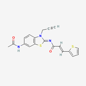 molecular formula C19H15N3O2S2 B2809648 (2E,NZ)-N-(6-乙酰胺基-3-(丙-2-炔-1-基)苯并[d]噻唑-2(3H)-基亚甲基)-3-(噻吩-2-基)丙烯酰胺 CAS No. 865182-96-3