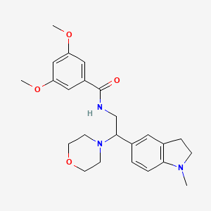 molecular formula C24H31N3O4 B2809650 3,5-dimethoxy-N-(2-(1-methylindolin-5-yl)-2-morpholinoethyl)benzamide CAS No. 921895-22-9