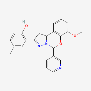 molecular formula C23H21N3O3 B2809655 2-(7-甲氧基-5-吡啶-3-基-1,10b-二氢吡唑并[1,5-c][1,3]苯并噁嗪-2-基)-4-甲基苯酚 CAS No. 896620-37-4