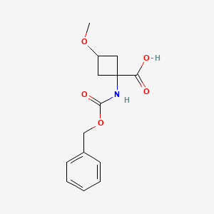 molecular formula C14H17NO5 B2809657 3-Methoxy-1-(phenylmethoxycarbonylamino)cyclobutane-1-carboxylic acid CAS No. 2287273-68-9