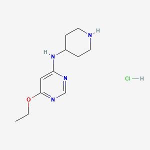 molecular formula C11H19ClN4O B2809661 6-Ethoxy-N-(piperidin-4-yl)pyrimidin-4-amine hydrochloride CAS No. 1353984-91-4