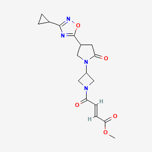 molecular formula C17H20N4O5 B2809695 Methyl (E)-4-[3-[4-(3-cyclopropyl-1,2,4-oxadiazol-5-yl)-2-oxopyrrolidin-1-yl]azetidin-1-yl]-4-oxobut-2-enoate CAS No. 2411322-69-3