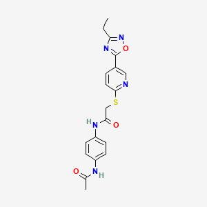 molecular formula C19H19N5O3S B2809700 N-(4-acetamidophenyl)-2-{[5-(3-ethyl-1,2,4-oxadiazol-5-yl)pyridin-2-yl]sulfanyl}acetamide CAS No. 1251687-99-6