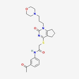 molecular formula C24H30N4O4S B2809706 N-(3-acetylphenyl)-2-((1-(3-morpholinopropyl)-2-oxo-2,5,6,7-tetrahydro-1H-cyclopenta[d]pyrimidin-4-yl)thio)acetamide CAS No. 898451-27-9