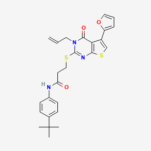 molecular formula C26H27N3O3S2 B2809708 N-(4-tert-butylphenyl)-3-{[5-(furan-2-yl)-4-oxo-3-(prop-2-en-1-yl)-3H,4H-thieno[2,3-d]pyrimidin-2-yl]sulfanyl}propanamide CAS No. 670273-73-1