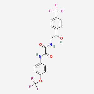 molecular formula C18H14F6N2O4 B2809709 N1-(2-hydroxy-2-(4-(trifluoromethyl)phenyl)ethyl)-N2-(4-(trifluoromethoxy)phenyl)oxalamide CAS No. 1351600-08-2