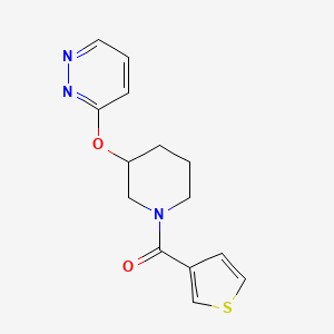 molecular formula C14H15N3O2S B2809711 (3-(Pyridazin-3-yloxy)piperidin-1-yl)(thiophen-3-yl)methanone CAS No. 2034480-81-2