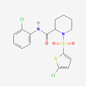 molecular formula C16H16Cl2N2O3S2 B2809720 N-(2-chlorophenyl)-1-((5-chlorothiophen-2-yl)sulfonyl)piperidine-2-carboxamide CAS No. 1049865-50-0