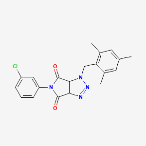 molecular formula C20H19ClN4O2 B2809724 5-(3-chlorophenyl)-1-[(2,4,6-trimethylphenyl)methyl]-1H,3aH,4H,5H,6H,6aH-pyrrolo[3,4-d][1,2,3]triazole-4,6-dione CAS No. 1052615-39-0