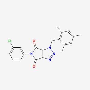 molecular formula C20H19ClN4O2 B2809724 5-(3-chlorophenyl)-1-(mesitylmethyl)-3a,6a-dihydropyrrolo[3,4-d][1,2,3]triazole-4,6(1H,5H)-dione CAS No. 1052615-39-0
