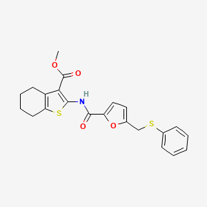 molecular formula C22H21NO4S2 B2809731 Methyl 2-(5-((phenylthio)methyl)furan-2-carboxamido)-4,5,6,7-tetrahydrobenzo[b]thiophene-3-carboxylate CAS No. 868154-41-0