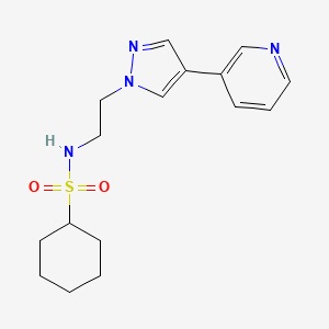molecular formula C16H22N4O2S B2809738 N-{2-[4-(pyridin-3-yl)-1H-pyrazol-1-yl]ethyl}cyclohexanesulfonamide CAS No. 2097857-63-9