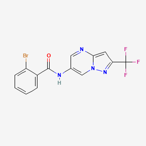 molecular formula C14H8BrF3N4O B2809741 2-bromo-N-[2-(trifluoromethyl)pyrazolo[1,5-a]pyrimidin-6-yl]benzamide CAS No. 2034479-92-8