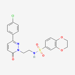 molecular formula C20H18ClN3O5S B2809773 N-(2-(3-(4-chlorophenyl)-6-oxopyridazin-1(6H)-yl)ethyl)-2,3-dihydrobenzo[b][1,4]dioxine-6-sulfonamide CAS No. 921832-62-4