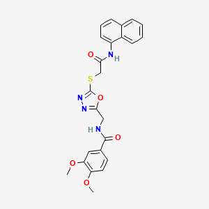 3,4-dimethoxy-N-[[5-[2-(naphthalen-1-ylamino)-2-oxoethyl]sulfanyl-1,3,4-oxadiazol-2-yl]methyl]benzamide