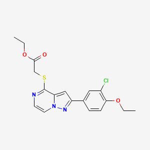 molecular formula C18H18ClN3O3S B2809794 Ethyl {[2-(3-chloro-4-ethoxyphenyl)pyrazolo[1,5-a]pyrazin-4-yl]thio}acetate CAS No. 1105240-36-5