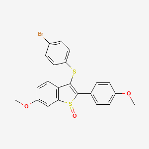 molecular formula C22H17BrO3S2 B2809857 3-[(4-bromophenyl)sulfanyl]-6-methoxy-2-(4-methoxyphenyl)-1H-1-benzothiophen-1-one CAS No. 477762-71-3