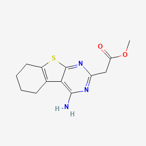 molecular formula C13H15N3O2S B2809875 Methyl (4-amino-5,6,7,8-tetrahydro[1]benzothieno[2,3-d]pyrimidin-2-yl)acetate CAS No. 421561-66-2