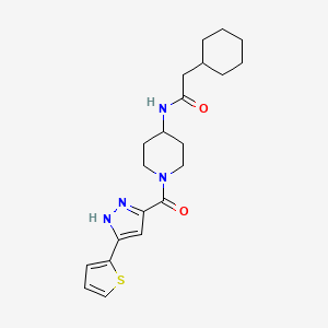 2-cyclohexyl-N-(1-(3-(thiophen-2-yl)-1H-pyrazole-5-carbonyl)piperidin-4-yl)acetamide