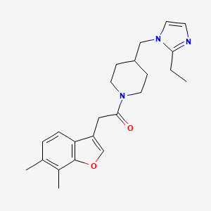 2-(6,7-dimethylbenzofuran-3-yl)-1-(4-((2-ethyl-1H-imidazol-1-yl)methyl)piperidin-1-yl)ethanone