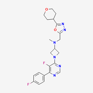 1-[5-Fluoro-6-(4-fluorophenyl)pyrimidin-4-yl]-N-methyl-N-[[5-(oxan-4-yl)-1,3,4-oxadiazol-2-yl]methyl]azetidin-3-amine