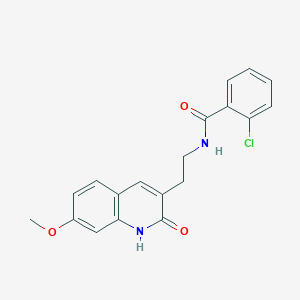 molecular formula C19H17ClN2O3 B2809917 2-chloro-N-[2-(7-methoxy-2-oxo-1H-quinolin-3-yl)ethyl]benzamide CAS No. 851405-48-6