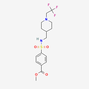 molecular formula C16H21F3N2O4S B2809919 methyl 4-({[1-(2,2,2-trifluoroethyl)piperidin-4-yl]methyl}sulfamoyl)benzoate CAS No. 2309750-09-0