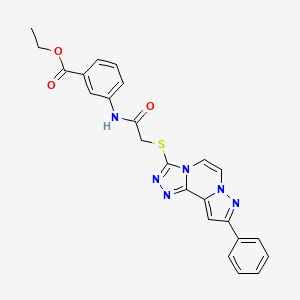 Ethyl 3-(2-((9-phenylpyrazolo[1,5-a][1,2,4]triazolo[3,4-c]pyrazin-3-yl)thio)acetamido)benzoate