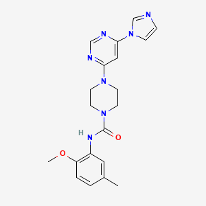 molecular formula C20H23N7O2 B2809946 4-(6-(1H-imidazol-1-yl)pyrimidin-4-yl)-N-(2-methoxy-5-methylphenyl)piperazine-1-carboxamide CAS No. 1171035-15-6