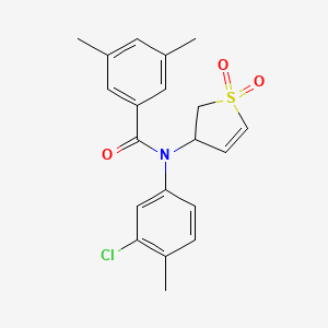 molecular formula C20H20ClNO3S B2809951 N-(3-chloro-4-methylphenyl)-N-(1,1-dioxido-2,3-dihydrothiophen-3-yl)-3,5-dimethylbenzamide CAS No. 863007-88-9