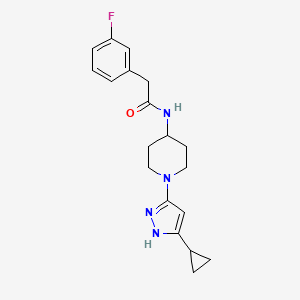 molecular formula C19H23FN4O B2809960 N-[1-(5-cyclopropyl-1H-pyrazol-3-yl)piperidin-4-yl]-2-(3-fluorophenyl)acetamide CAS No. 2034201-56-2