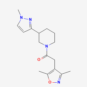 molecular formula C16H22N4O2 B2809971 2-(3,5-dimethylisoxazol-4-yl)-1-(3-(1-methyl-1H-pyrazol-3-yl)piperidin-1-yl)ethanone CAS No. 2034288-24-7