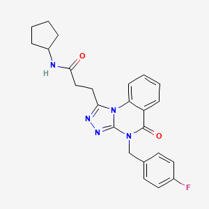 molecular formula C24H24FN5O2 B2809989 N-cyclopentyl-3-[4-[(4-fluorophenyl)methyl]-5-oxo-[1,2,4]triazolo[4,3-a]quinazolin-1-yl]propanamide CAS No. 902961-15-3