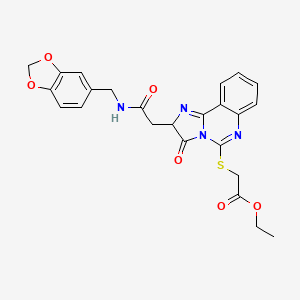molecular formula C24H22N4O6S B2809993 ethyl 2-[[2-[2-(1,3-benzodioxol-5-ylmethylamino)-2-oxoethyl]-3-oxo-2H-imidazo[1,2-c]quinazolin-5-yl]sulfanyl]acetate CAS No. 958963-34-3