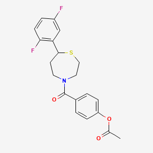 molecular formula C20H19F2NO3S B2809994 4-(7-(2,5-Difluorophenyl)-1,4-thiazepane-4-carbonyl)phenyl acetate CAS No. 1705252-03-4