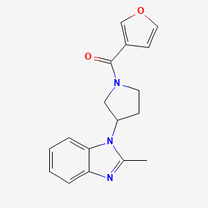 molecular formula C17H17N3O2 B2809997 furan-3-yl(3-(2-methyl-1H-benzo[d]imidazol-1-yl)pyrrolidin-1-yl)methanone CAS No. 2034560-51-3