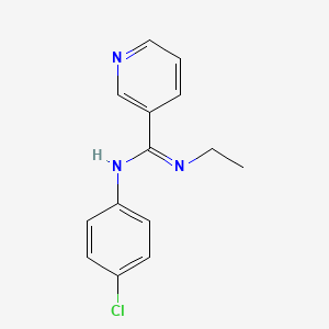 molecular formula C14H14ClN3 B2809998 N-(4-chlorophenyl)-N'-ethyl-3-pyridinecarboximidamide CAS No. 338408-46-1