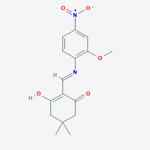 molecular formula C16H18N2O5 B2810000 2-[(2-Methoxy-4-nitroanilino)methylene]-5,5-dimethyl-1,3-cyclohexanedione CAS No. 330215-30-0