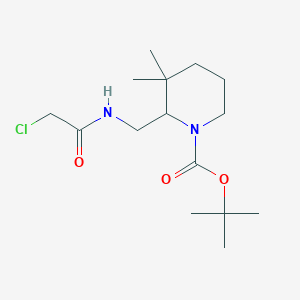 molecular formula C15H27ClN2O3 B2810012 Tert-butyl 2-[[(2-chloroacetyl)amino]methyl]-3,3-dimethylpiperidine-1-carboxylate CAS No. 2411267-72-4