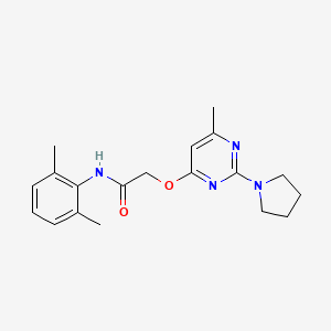 molecular formula C19H24N4O2 B2810037 N-(2,6-dimethylphenyl)-2-{[6-methyl-2-(pyrrolidin-1-yl)pyrimidin-4-yl]oxy}acetamide CAS No. 1030096-97-9