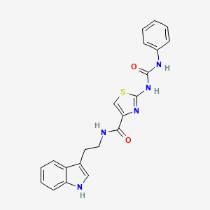 molecular formula C21H19N5O2S B2810045 N-(2-(1H-吲哚-3-基)乙基)-2-(3-苯基脲基)噻唑-4-甲酰胺 CAS No. 941968-50-9